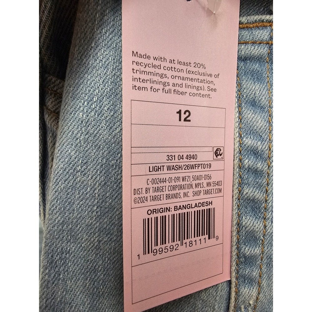 Wild Fable Womens Low-Rise Straight Leg Jeans Light Wash EasyRigid Blue Size 12 - Picture 3 of 10